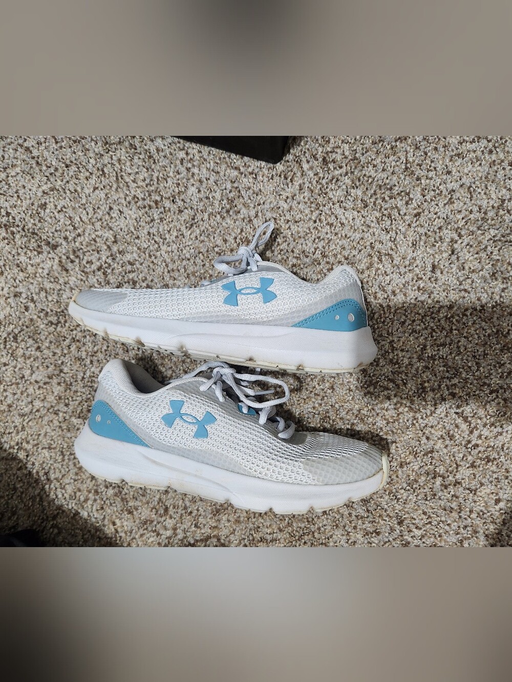 Under Armour Women’s White and Light Blue Athletic Sneakers